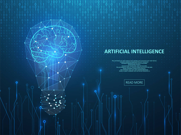 Artificial Intelligence illustration. Artificial intelligence and machine learning concept. Digital computer code. Data transfer concepts in internet. - Vetor, Imagem