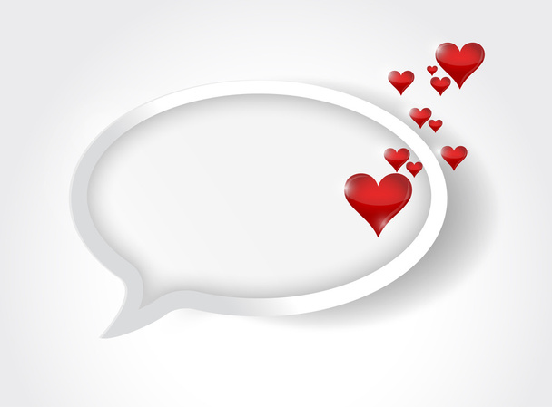 message bubble and love hearts. illustration - Фото, изображение