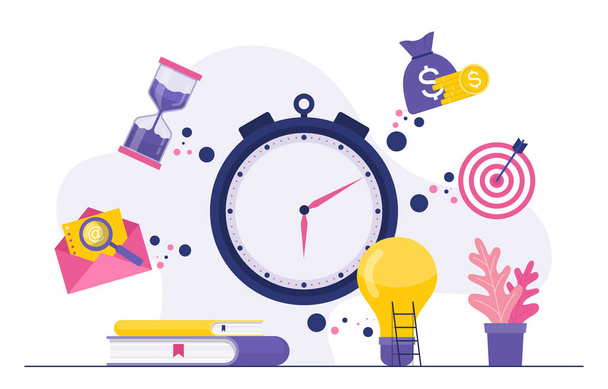 Time Management Business Strategy Working Fast Illustration - Vector, Image