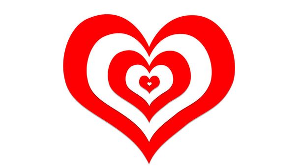 Κόκκινες και λευκές καρδιές με εφέ ψευδαίσθησης, σύμβολο και σύμβολο της αγάπης, Δείξτε την αγάπη σας για του Αγίου Βαλεντίνου, γάμο, επέτειο, ή οποιαδήποτε αργία. Αφηρημένο υπόβαθρο αγάπης, 3D render - Φωτογραφία, εικόνα