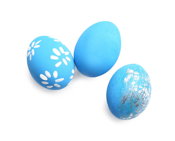 Beautiful Easter eggs on white background - Foto, imagen