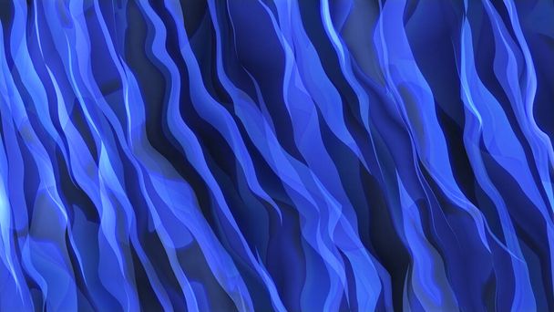 Patrones ondulados azules coloridos abstractos con efecto de luz brillante agradable, alta calidad 4k, renderizado 3D - Foto, Imagen
