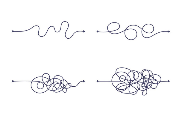 Complexe en eenvoudige manier van begin tot eind vector illustratie set. - Vector, afbeelding