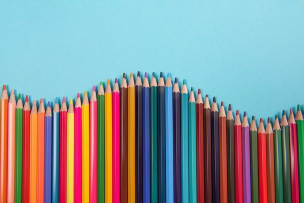 Close up macro shot of color pencil pile pencil nibs - Photo, Image