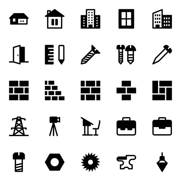 Glyph icons for construction. - Vector, Image