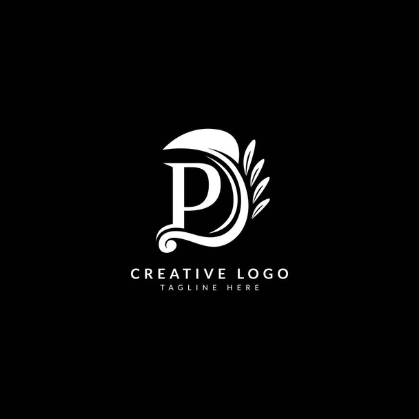 Logotype de luxe P initial avec ornement fleuri. Typographie pour logo d'entreprise et d'entreprise. - Vecteur, image
