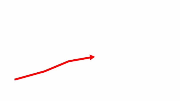 Κινούμενο οικονομικό κόκκινο διάγραμμα ανάπτυξης με γράφημα γραμμή τάση. Διάγραμμα οικονομικής ανάπτυξης με φραγμούς. Εικονογράφηση διανύσματος απομονωμένη σε λευκό φόντο. - Πλάνα, βίντεο