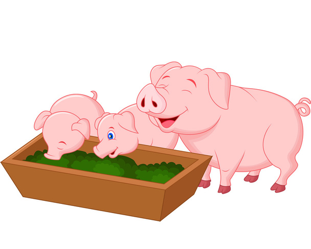 Famille porcine ferme heureuse
 - Vecteur, image