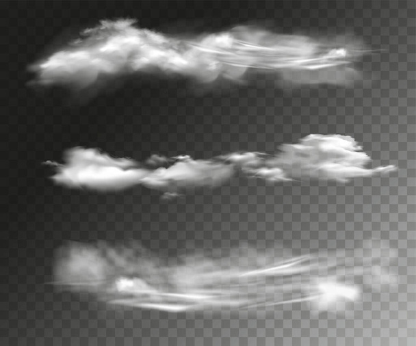 Σύνολο από διαφανή ρεαλιστικά σύννεφα. Εικονογράφηση διανύσματος. - Διάνυσμα, εικόνα