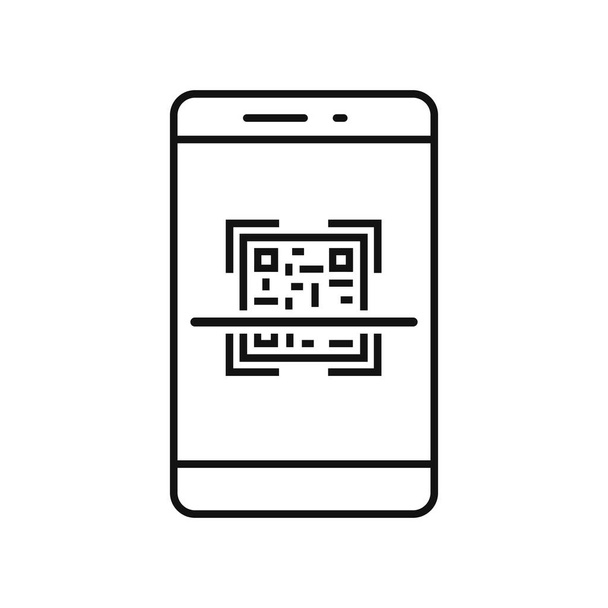 Scan QR code flat icon with phone. Barcode. Vector illustration. Isolated on white background. - Vector, Image