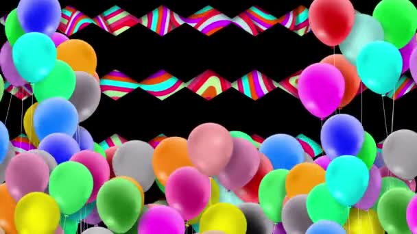Πολλά μπαλόνια, πολύχρωμα, ταλαντεύεται με τη δύναμη του ανέμου - Πλάνα, βίντεο