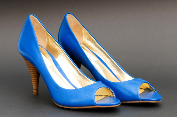 Fashion concept with blue woman shoes on high heels - Photo, Image