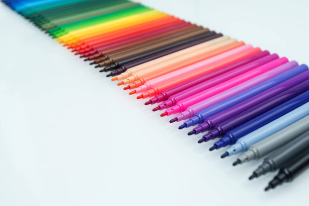 Set of multi-colored felt-tip pens for drawing and creativity. Drawing and coloring. Office Markers - Photo, Image
