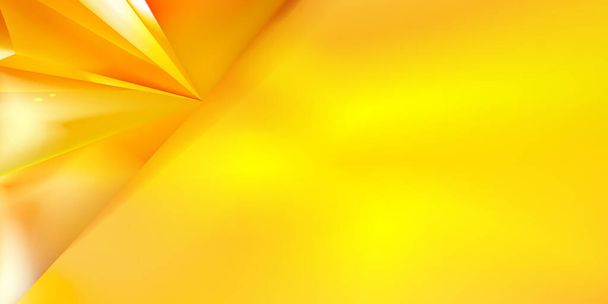 Realistic abstract background glossy golden or yellow trangeles or pyramid. Reflection, macro vector illustration for template design objects. Closeup polyhedron minimalistic orange red tones. - Vector, imagen