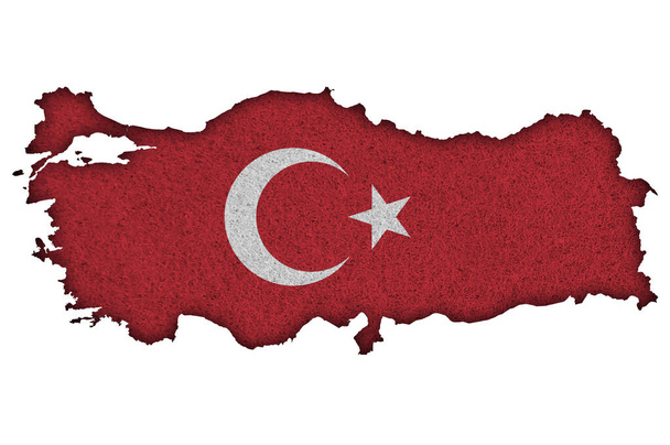 Погляд на карту й прапор Туреччини - Фото, зображення