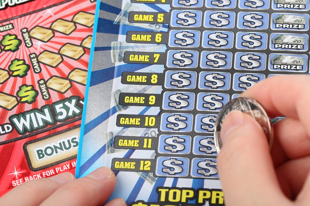 Scratching lottery ticket - Photo, Image
