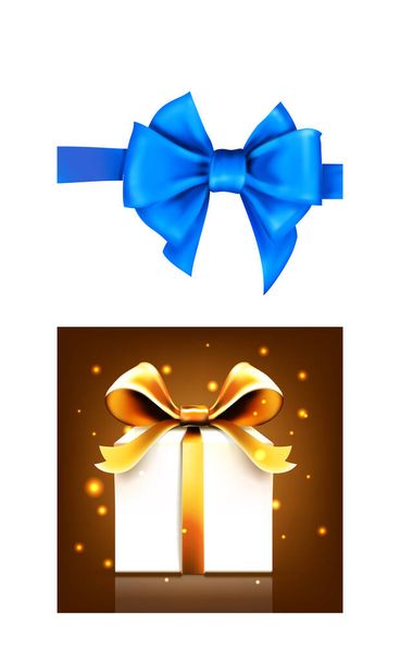 christmas gift with bows and bow on white background - Vector, Image
