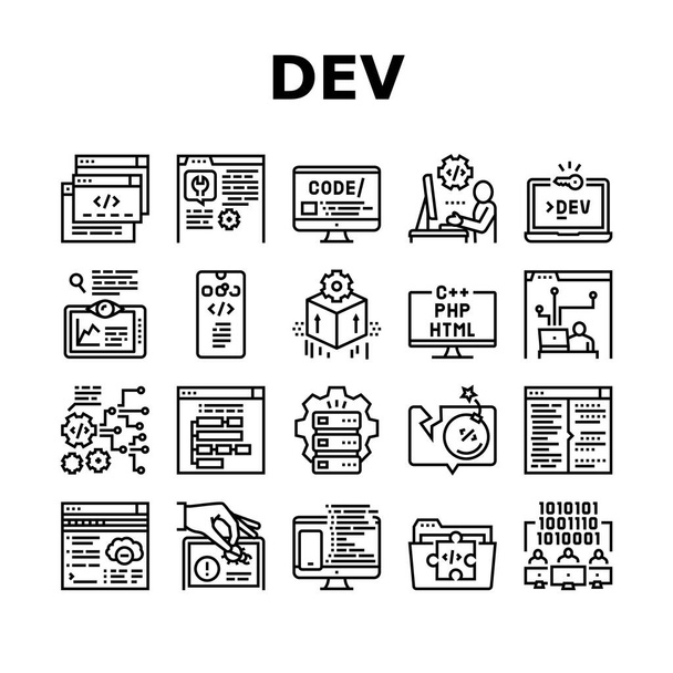 Código De Dev Ocupación Colección Iconos Set Vector - Vector, imagen