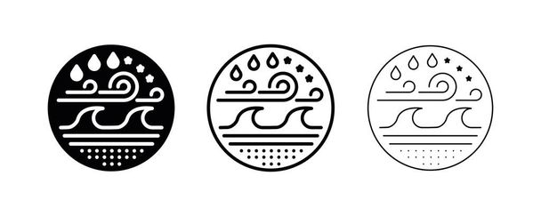 Modernes Design für Wasser, Wind, Boden und Klima mit unterschiedlicher Linienstärke im Kreis. Logo-Design, Webseiten und Designs. Moderne Linie Kunst Design-Ikone. - Vektor, Bild