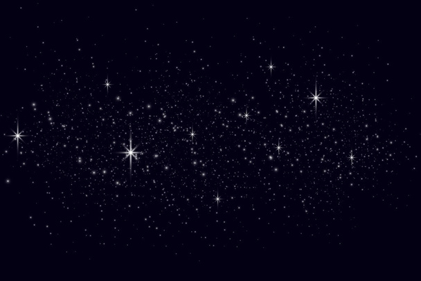 Nachthimmel mit Sternen als Hintergrund. Sterne, Planeten und Monde. Weltraumkunst. Sternenstaub. - Vektor, Bild