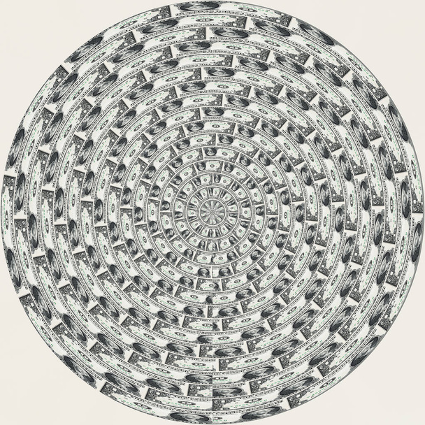 optická iluze vyrobená z dolarových bankovek pro účely designu - Fotografie, Obrázek