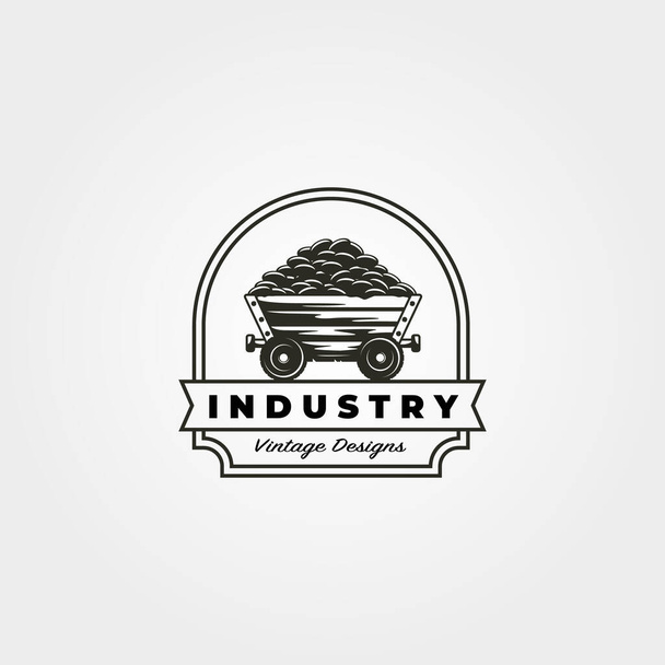 вінтажний видобуток вугілля візок логотип Векторний символ ілюстрація дизайн
 - Вектор, зображення
