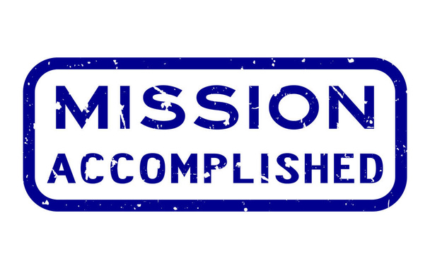 Grunge blue mission accomplished word square rubber seal stamp on white background - Vector, Image