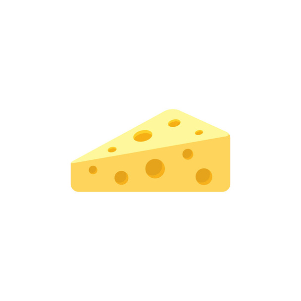 Τυρί εικονίδιο διάνυσμα σε επίπεδη σχεδίαση. Μια φέτα Cheddar Εικονογράφηση - Διάνυσμα, εικόνα