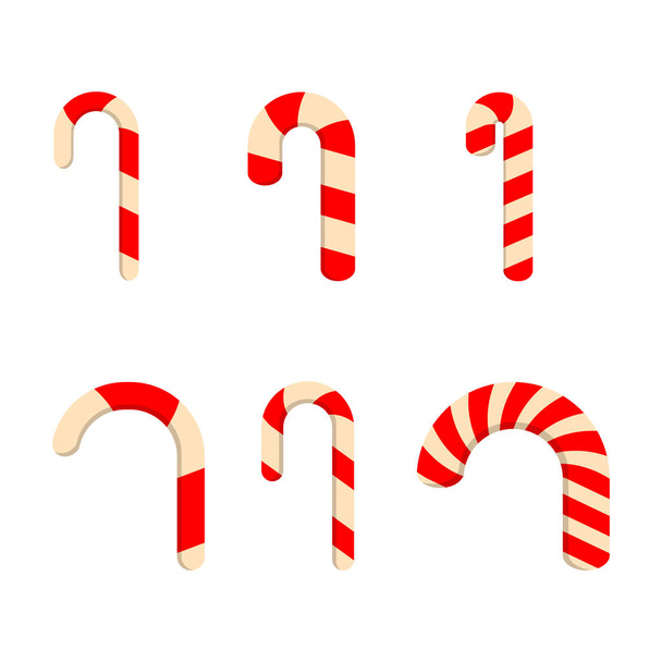 Set of realistic sweets on a white background. Christmas candy cane vector illustration. - Vektor, obrázek