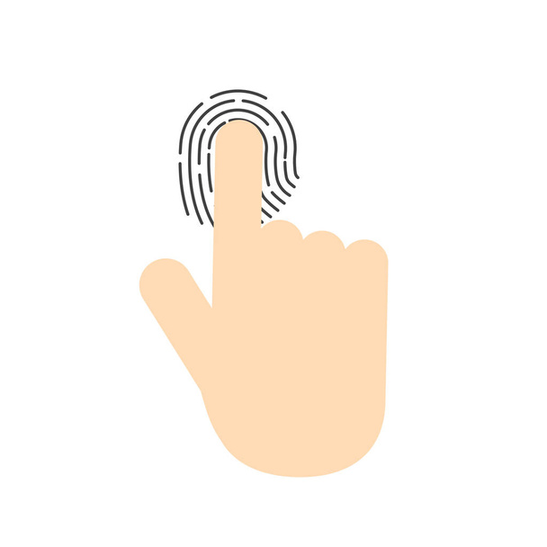 mano toccando impronta digitale sicurezza biometrica- illustrazione vettoriale - Vettoriali, immagini