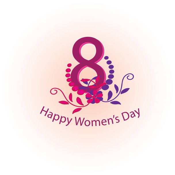 Międzynarodowy szczęśliwy dzień kobiet 8 marzec święto tematu z sadzonek i liści na gradientowym tle do historii, życzenia karty, kartka okolicznościowa - Wektor, obraz