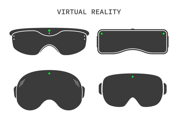 Set of vr glasses flat icon. Vr goggles device for computer game. Headset of virtual reality. Vector - Vector, Image