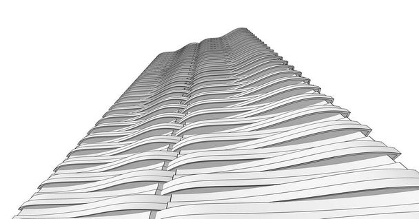 Stadt abstrakte Architektur 3D Illustration Hintergrund - Foto, Bild