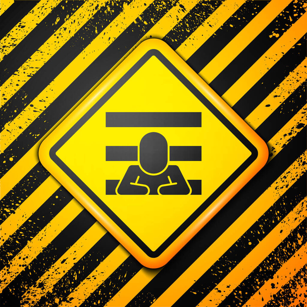 Black Prisoner icon isolated on yellow background. Warning sign. Vector. - Vector, Image