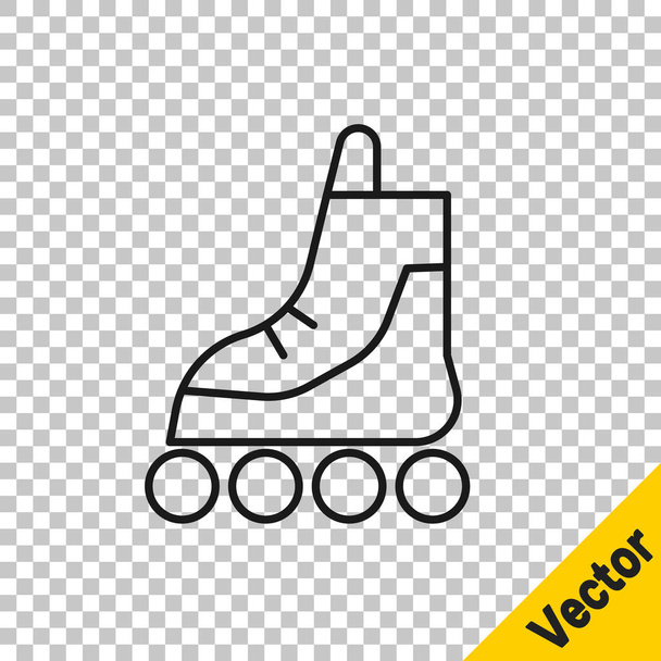 Black line Roller skate icon isolated on transparent background.  Vector Illustration. - Vector, Image
