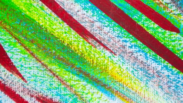 Πολλές διαφορετικές πολύχρωμες γραμμές σχεδιάζονται χαοτικά με πινέλο - Πλάνα, βίντεο