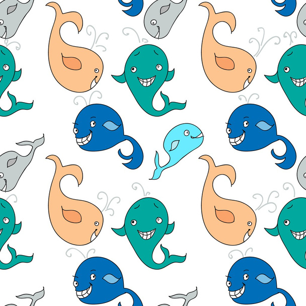 Dancing Whales  Seamless Background - Vecteur, image