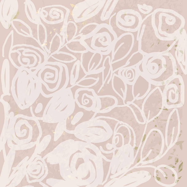 Floral chic NUDE PINK gold blush rustic background f - Vector, Image