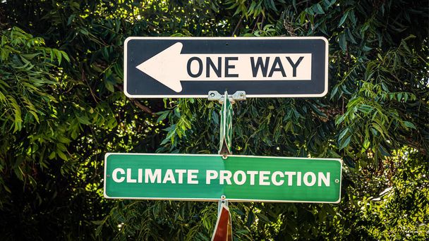 Ulica znak kierunku droga do ochrony klimatu - Zdjęcie, obraz
