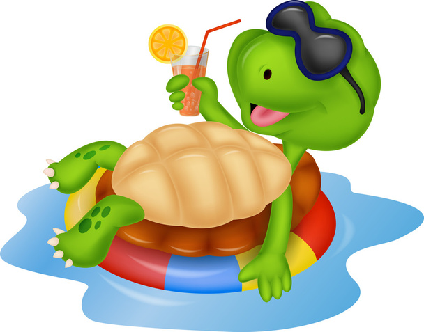 Черепаха на надувной круге
 - Вектор,изображение