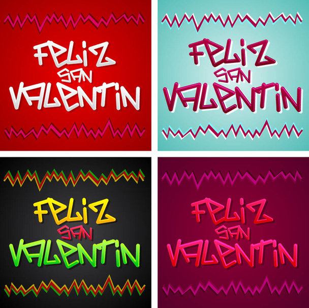 Feliz San Valentin, Happy Valentinesスペイン語テキストベクトル都市型レタリング. - ベクター画像