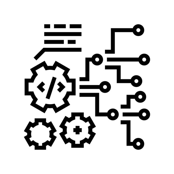 code en instellingen werken proces lijn pictogram vector illustratie - Vector, afbeelding