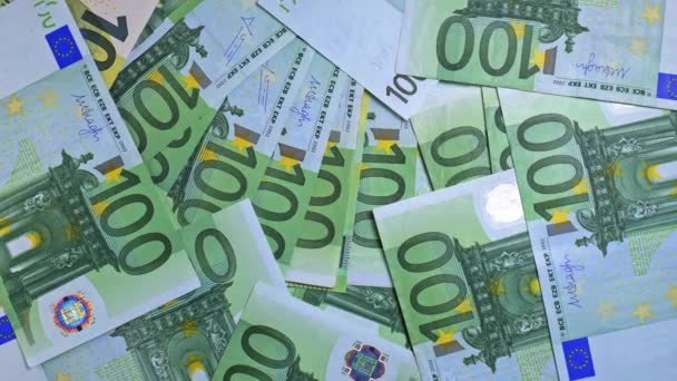 Rotación de billetes en euros palabra primer plano - Imágenes, Vídeo