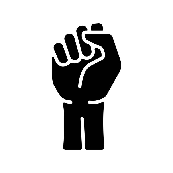 Il pugno ha sollevato l'icona del glifo vettoriale. Manifestazione, manifestazione, protesta, sciopero, rivoluzione - Vettoriali, immagini