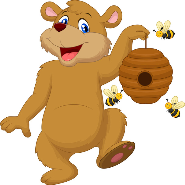 Bear holding beehive - Vector, Image
