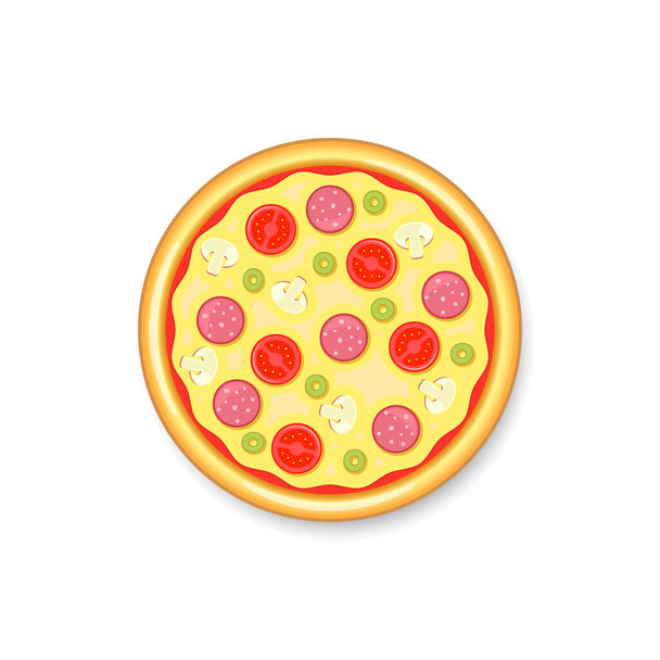 Ilustracja wektora pizzy. Cały izolowany symbol pizzy. - Wektor, obraz