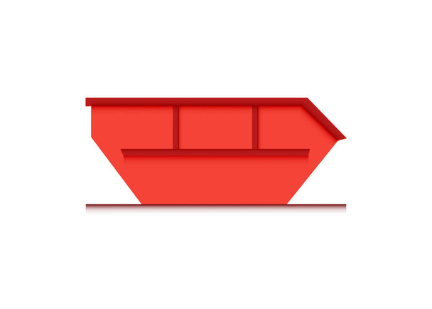 skip binは大きなオープントップの廃棄物コンテナです。赤いスキップベクトルのアイコンイラスト - ベクター画像