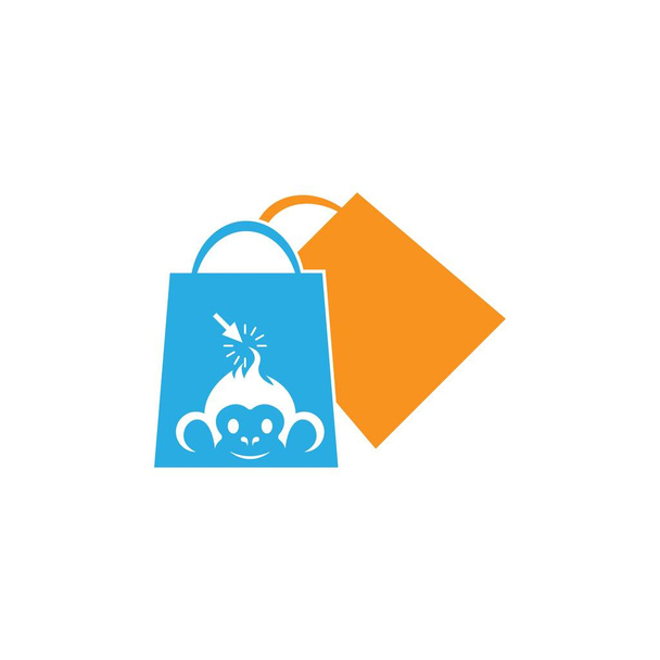 Maymun dükkanı logo simgesi tasarım illüstrasyon vektörü - Vektör, Görsel