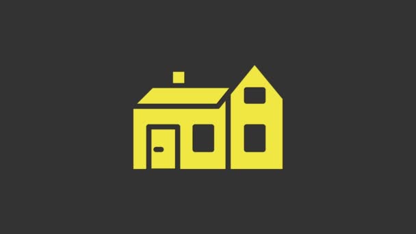 Ícone da Casa Amarela isolado no fundo cinza. Símbolo. Animação gráfica em movimento de vídeo 4K - Filmagem, Vídeo