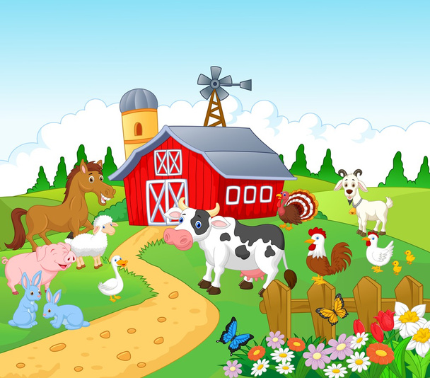 farmy se zvířaty - Vektor, obrázek